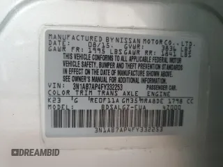 2015 Nissan Sentra SR with VIN 3N1AB7AP4FY332253, listed as a Copart auction lot 53729495 with 61,219 mi miles and Salvage Title. Bid and sale history available at DreamBid. Image 13.