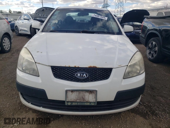2007 Kia Rio LX with VIN KNADE123976187291, listed as a Copart auction lot 74561344 with 166,583 mi miles and Salvage Title. Bid and sale history available at carsss.com. Image 5.