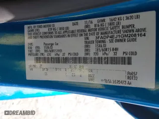 2016 Ford Fiesta SE with VIN 3FADP4EJ1GM208164, listed as a IAAI auction lot 41737142 with 120,826 mi miles. Bid and sale history available at carsss.com. Image 9.
