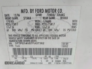 2007 Ford F-150 XLT with VIN 1FTPX14V87FA57382, listed as a IAAI auction lot 42422045 with 164,042 mi miles and . Bid and sale history available at DreamBid. Image 9.
