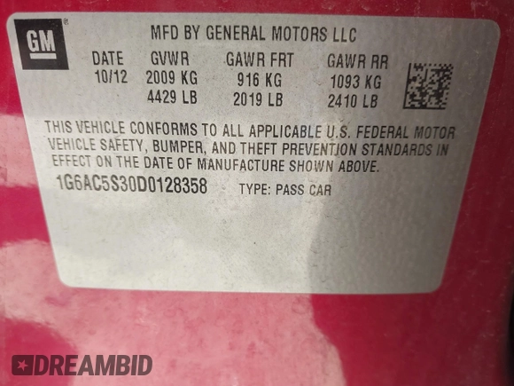 2013 Cadillac ATS Performance z VIN 1G6AC5S30D0128358, wystawiony jako IAAI lot #41745457 z przebiegiem 99 977 mil mil oraz . Historia ofert i sprzedaży dostępna na DreamBid. Obrazek 9.