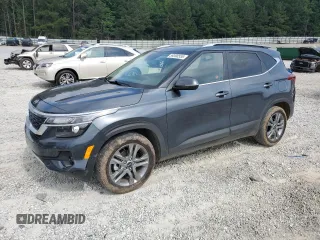 2021 Kia Seltos S with VIN KNDEU2AA4M7146671, listed as a Copart auction lot 59390555 with 28,370 mi miles and Salvage title. Bid and sale history available at DreamBid. Image 1.