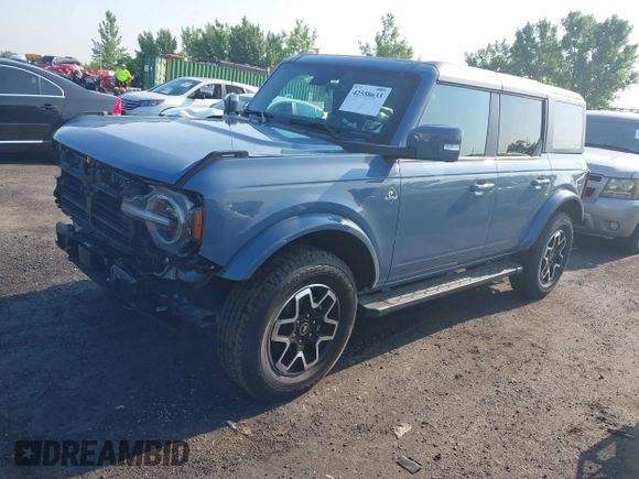 2024 Ford Bronco Outer Banks z VIN 1FMDE8BH3RLB41205, wystawiony jako IAAI lot #42558633 z przebiegiem 1 457 mil mil oraz . Historia ofert i sprzedaży dostępna na DreamBid. Obrazek 2.