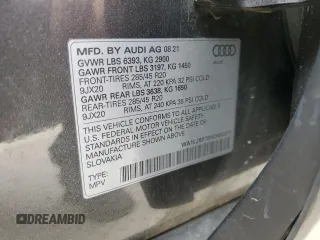 2022 Audi Q7 Premium Plus with VIN WA1LJBF78ND002311, listed as a Copart auction lot 49668015 with 99,075 mi miles and Salvage title. Bid and sale history available at DreamBid. Image 12.