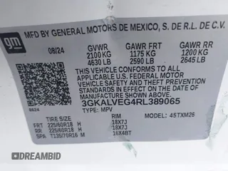 2024 GMC Terrain SLT with VIN 3GKALVEG4RL389065, listed as a IAAI auction lot 42247554 with 9,732 mi miles and . Bid and sale history available at DreamBid. Image 9.