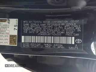 2007 Toyota Prius with VIN JTDKB20U877626205, listed as a IAAI auction lot 42128258 with 170,163 mi miles. Bid and sale history available at carsss.com. Image 9.
