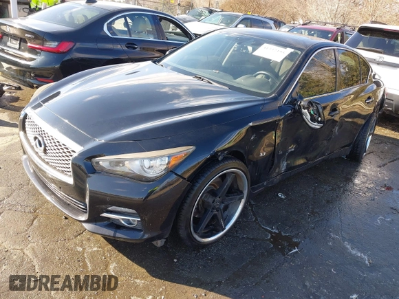 2015 Infiniti Q50 Premium with VIN JN1BV7AR8FM414650, listed as a IAAI auction lot 41332195 with 105,550 mi miles and . Bid and sale history available at DreamBid. Image 20.