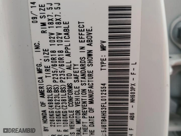 2015 Acura RDX Tech Pkg with VIN 5J8TB4H53FL012554, listed as a Copart auction lot 51771905 with 137,084 mi miles and Salvage Title. Bid and sale history available at carsss.com. Image 13.
