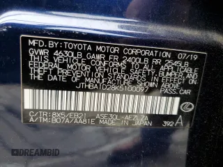 2019 Lexus IS with VIN JTHBA1D28K5100097, listed as a Copart auction lot 50593915 with 7,187 mi miles and Salvage Title. Bid and sale history available at carsss.com. Image 12.
