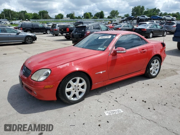 2003 Mercedes-Benz SLK 230 Kompressor with VIN WDBKK49F93F278588, listed as a Copart auction lot 58633785 with 82,409 mi miles and Salvage title. Bid and sale history available at DreamBid. Image 1.