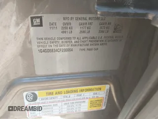 2012 Buick LaCrosse Premium 1 with VIN 1G4GD5E34CF206664, listed as a IAAI auction lot 42224084 with 199,682 mi miles and . Bid and sale history available at DreamBid. Image 9.