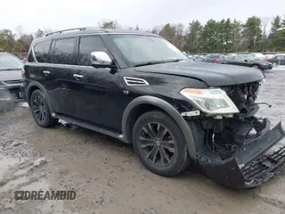 2017 Nissan Armada Platinum with VIN JN8AY2NF1H9302009, listed as a IAAI auction lot 40945027 with 97,008 mi miles. Bid and sale history available at carsss.com. Image 1.