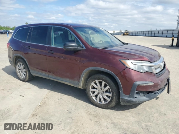 2019 Honda Pilot LX with VIN 5FNYF5H16KB031060, listed as a Copart auction lot 50821515 with 164,706 mi miles and Salvage Title. Bid and sale history available at DreamBid. Image 4.