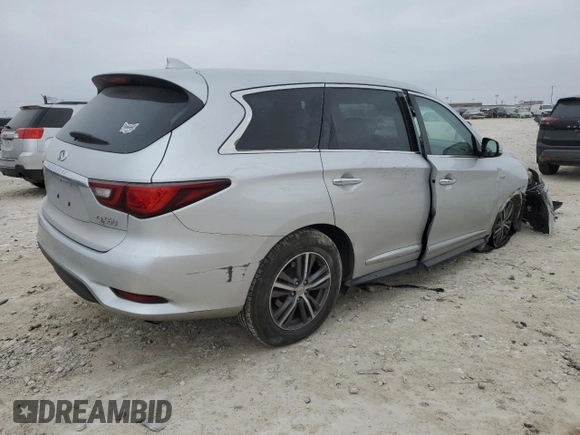 2019 Infiniti QX60 PURE with VIN 5N1DL0MM9KC552423, listed as a Copart auction lot 82130374 with 55,312 mi miles and Salvage Title. Bid and sale history available at carsss.com. Image 3.