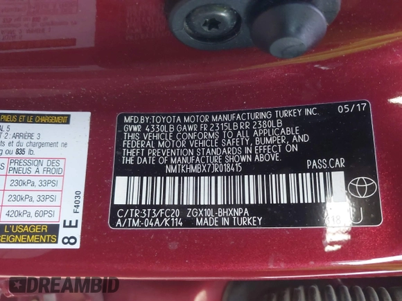 2018 Toyota C-HR XLE z VIN NMTKHMBX7JR018415, wystawiony jako IAAI lot #40582743 z przebiegiem 33 007 mil mil oraz . Historia ofert i sprzedaży dostępna na DreamBid. Obrazek 9.