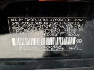 2007 Lexus IS 350 with VIN JTHBE262372012011, listed as a Copart auction lot 63814275 with 133,177 mi miles and Salvage title. Bid and sale history available at DreamBid. Image 12.