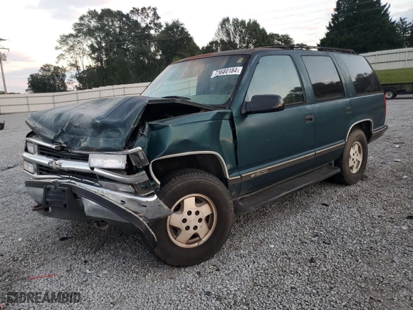 1995 Chevrolet Tahoe with VIN 1GNEK13K6SJ451263, listed as a Copart auction lot 73680184 with 189,013 mi miles and Salvage Title. Bid and sale history available at carsss.com. Image 1.