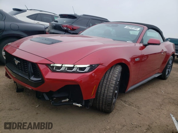 2024 Ford Mustang GT Premium with VIN 1FAGP8FF8R5108165, listed as a Copart auction lot 43248194 with 33 mi miles and Salvage title. Bid and sale history available at DreamBid. Image 1.