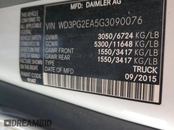 2016 Mercedes-Benz Metris Cargo z VIN WD3PG2EA5G3090076, wystawiony jako Copart lot #47496835 z przebiegiem 109 989 mil mil oraz Szkoda całkowita • Salvage title. Historia ofert i sprzedaży dostępna na DreamBid. Obrazek 12.