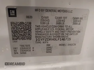 2020 Cadillac XT4 AWD Premium Luxury with VIN 1GYFZDR40LF146715, listed as a IAAI auction lot 41478506 with 21,455 mi miles. Bid and sale history available at carsss.com. Image 9.
