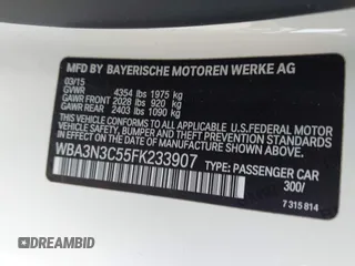 2015 BMW 4 Series 428i z VIN WBA3N3C55FK233907, wystawiony jako IAAI lot #42335053 z przebiegiem 45 000 mil mil oraz . Historia ofert i sprzedaży dostępna na DreamBid. Obrazek 9.