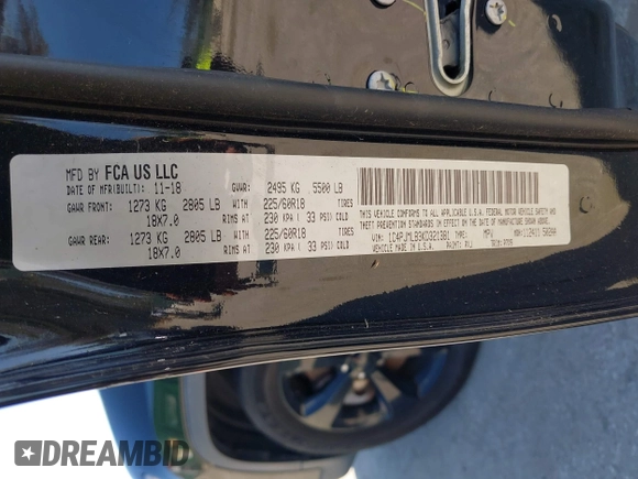 2019 Jeep Cherokee Latitude Plus with VIN 1C4PJMLB3KD321381, listed as a IAAI auction lot 42074933 with 181,575 mi miles and . Bid and sale history available at DreamBid. Image 9.