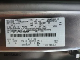 2021 Ford F-150 XL with VIN 1FTEW1EP7MFD02131, listed as a Copart auction lot 48948365 with 94,109 mi miles and Salvage Title. Bid and sale history available at carsss.com. Image 14.