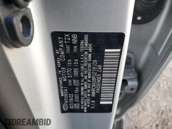 2023 Hyundai Venue Limited z VIN KMHRC8A38PU218109, wystawiony jako Copart lot #82295964 z przebiegiem 61 796 mil mil oraz Szkoda całkowita • Salvage title. Historia ofert i sprzedaży dostępna na DreamBid. Obrazek 12.
