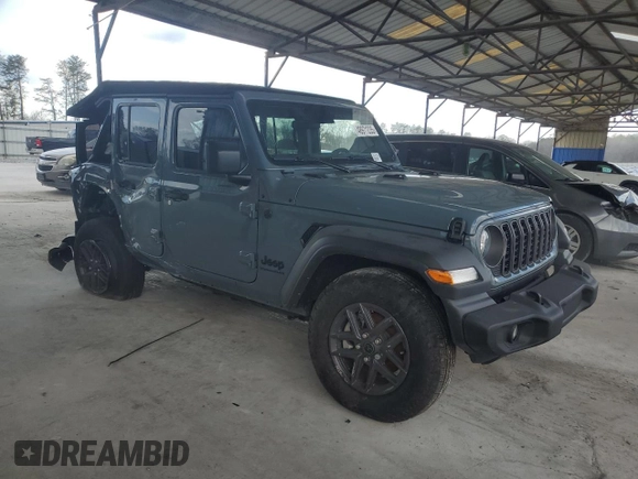 2024 Jeep Wrangler Sport S with VIN 1C4PJXDG3RW341205, listed as a Copart auction lot 48971235 with 4,298 mi miles and Salvage title. Bid and sale history available at DreamBid. Image 4.
