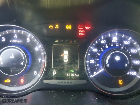 2015 Hyundai Azera Limited with VIN KMHFH4JG8FA433375, listed as a Copart auction lot 75415564 with 151,797 mi miles and Salvage Title. Bid and sale history available at carsss.com. Image 9.