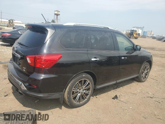 2018 Nissan Pathfinder Platinum with VIN 5N1DR2MM8JC612801, listed as a Copart auction lot 60176455 with 77,614 mi miles and Salvage title. Bid and sale history available at DreamBid. Image 3.