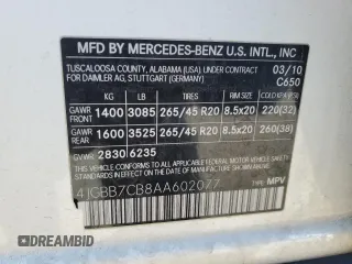 2010 Mercedes-Benz M 550 with VIN 4JGBB7CB8AA602077, listed as a Copart auction lot 83598804 with 111,633 mi miles and Salvage Title. Bid and sale history available at DreamBid. Image 13.