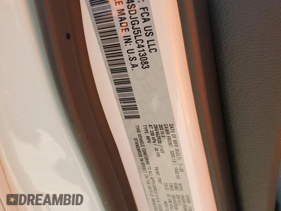 2020 Dodge Durango SRT with VIN 1C4SDJGJ5LC413083, listed as a Copart auction lot 74073554 with 47,575 mi miles and Non Repairable. Bid and sale history available at DreamBid. Image 14.