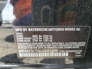 2016 BMW 3 Series GT 328i xDrive with VIN WBA8Z5C59GG501075, listed as a Copart auction lot 38088494 with 72,498 mi miles. Bid and sale history available at carsss.com. Image 12.