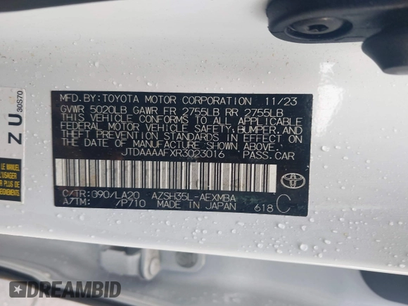2024 Toyota Crown XLE z VIN JTDAAAAFXR3023016, wystawiony jako IAAI lot #41570053 z przebiegiem 46 729 mil mil oraz . Historia ofert i sprzedaży dostępna na DreamBid. Obrazek 9.