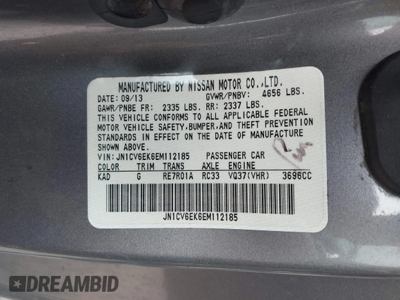 2014 Infiniti Q60 Coupe Journey with VIN JN1CV6EK6EM112185, listed as a IAAI auction lot 41578416 with 130,069 mi miles. Bid and sale history available at carsss.com. Image 9.