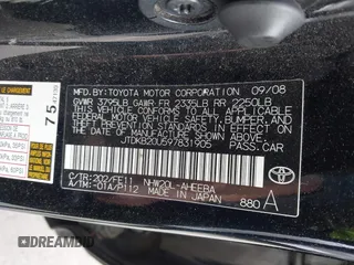 2009 Toyota Prius with VIN JTDKB20U597831905, listed as a IAAI auction lot 42172986 with 197,602 mi miles. Bid and sale history available at carsss.com. Image 9.
