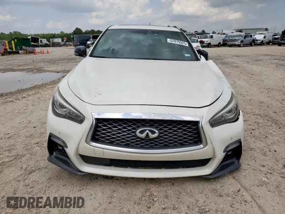 2018 Infiniti Q50 Red Sport 400 with VIN JN1FV7AP4JM460467, listed as a Copart auction lot 57075525 with 182,405 mi miles and Salvage title. Bid and sale history available at DreamBid. Image 5.