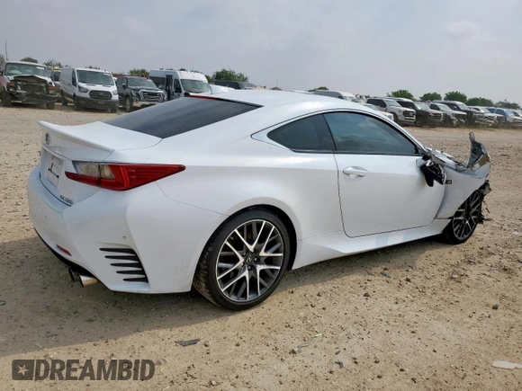 2015 Lexus RC 350 F Sport with VIN JTHHE5BC8F5002355, listed as a Copart auction lot 56369295 with 72,620 mi miles and Salvage title. Bid and sale history available at DreamBid. Image 3.