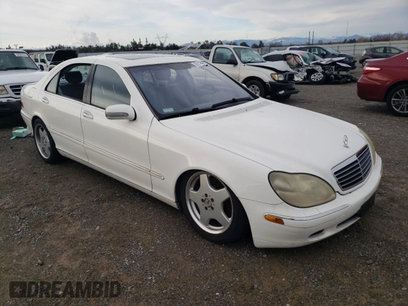 2002 Mercedes-Benz S-Class 5.0L with VIN WDBNG75J42A286054, listed as a Copart auction lot 85111494 with 0 mi miles and Salvage Title. Bid and sale history available at carsss.com. Image 4.