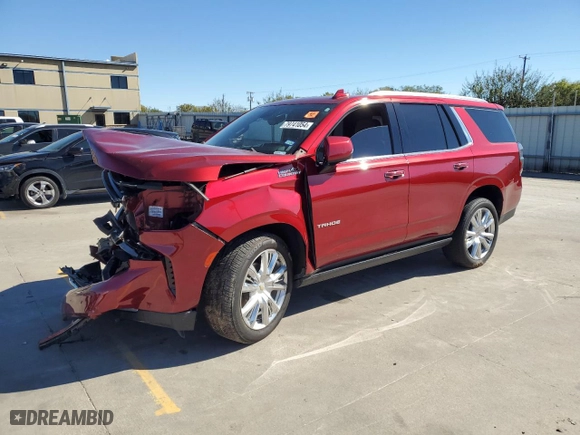 2023 Chevrolet Tahoe High Country with VIN 1GNSKTKL2PR201147, listed as a Copart auction lot 79741054 with 0 mi miles and Salvage Title. Bid and sale history available at carsss.com. Image 1.