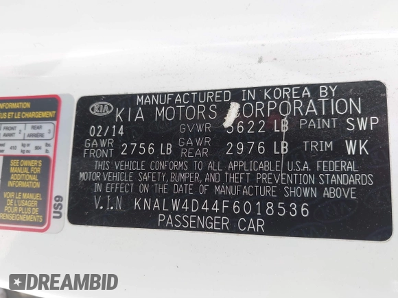 2015 Kia K900 Luxury with VIN KNALW4D44F6018536, listed as a IAAI auction lot 41795388 with 83,188 mi miles. Bid and sale history available at carsss.com. Image 9.