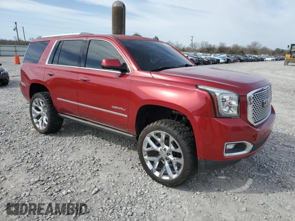2015 GMC Yukon Denali with VIN 1GKS2CKJXFR180512, listed as a Copart auction lot 48249475 with 209,477 mi miles and Salvage Title. Bid and sale history available at carsss.com. Image 4.
