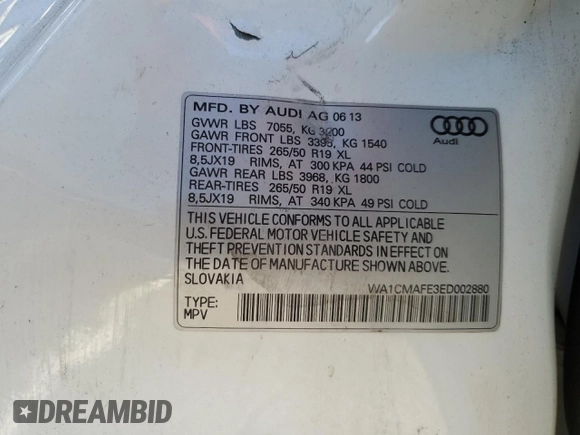 2014 Audi Q7 3.0L TDI Premium with VIN WA1CMAFE3ED002880, listed as a Copart auction lot 84277394 with 224,090 mi miles and Salvage Title. Bid and sale history available at carsss.com. Image 14.
