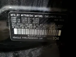 2017 Mitsubishi Mirage ES z VIN ML32F3FJ5HHF11957, wystawiony jako Copart lot #46684135 z przebiegiem 46 936 mil mil oraz Szkody całkowita. Historia ofert i sprzedaży dostępna na DreamBid. Obrazek 12.