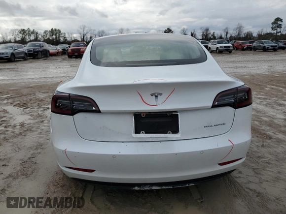 2022 Tesla Model 3 Long Range with VIN 5YJ3E1EB9NF167318, listed as a Copart auction lot 43235155 with 54,167 mi miles and Salvage Title. Bid and sale history available at carsss.com. Image 6.