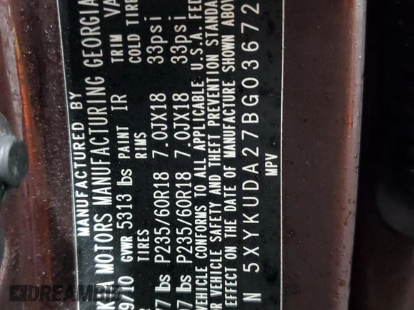2011 Kia Sorento EX with VIN 5XYKUDA27BG036723, listed as a Copart auction lot 50180075 with 209,861 mi miles and Salvage Title. Bid and sale history available at carsss.com. Image 13.