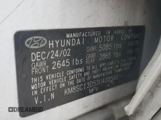 2003 Hyundai Santa Fe GLS with VIN KM8SC13D53U438588, listed as a Copart auction lot 51182585 with 140,507 mi miles and Salvage Title. Bid and sale history available at carsss.com. Image 13.