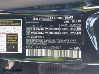 2019 Mercedes-Benz GLC with VIN WDC0J4KB5KF600462, listed as a IAAI auction lot 41709879 with 40,128 mi miles. Bid and sale history available at carsss.com. Image 9.
