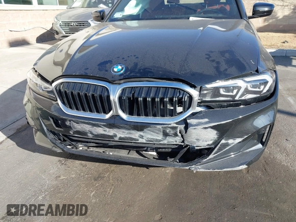 2023 BMW 3 Series 330e with VIN 3MW39FF08P8D57694, listed as a IAAI auction lot 41608900 with 19,483 mi miles. Bid and sale history available at carsss.com. Image 6.